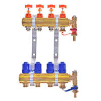 Rozdzielacz do ogrzewania podłogowego QIK Optimo BASIC III - RMSZT-2-50 10-obieg. mosiądz GW 1'' x GZ 3/4'' + przepływomierz