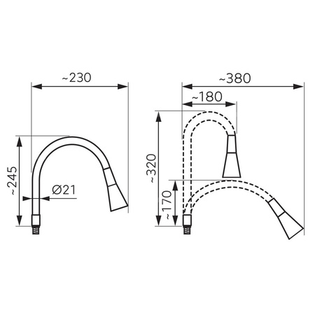 Wylewka do baterii zlewozmywakowej ELASTICO II, czarna