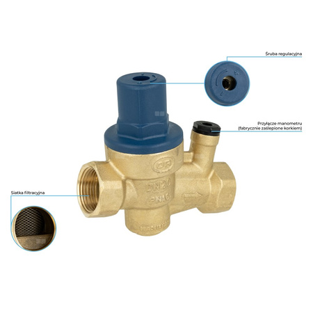 Regulator ciśnienia wody AFRISO BPR 412 mosiądz, GW 3/4'', 16 bar