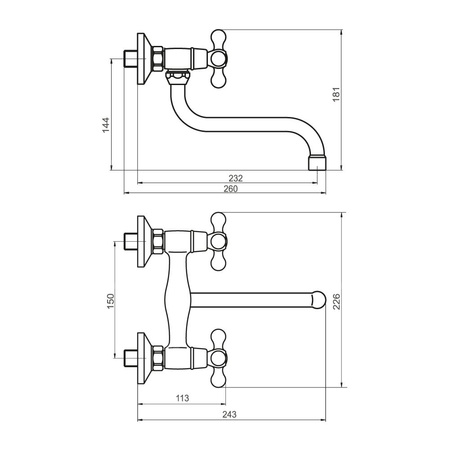 ANTICA bateria zlewozmywakowa ścienna, stary brąz