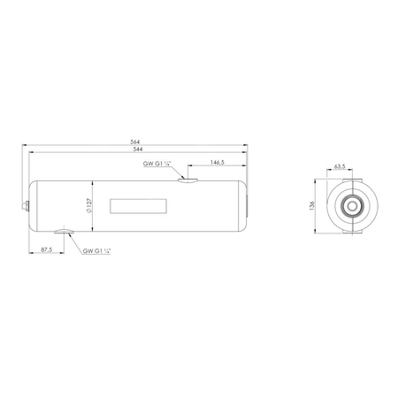 Dogrzewacz przepływowy BEH 460 bez grzałki elektrycznej, 2x GW G1 1/4'', 1x GW G1 1/2''