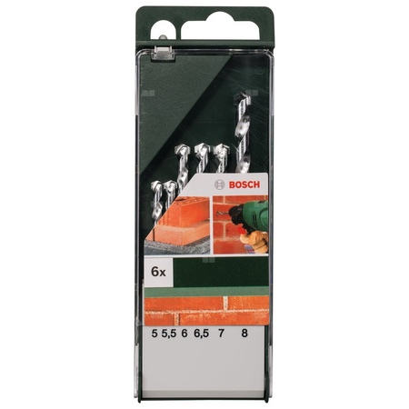 6-częściowy zestaw Wierteł do kamienia 5,0 x 85, 5,5 x 85, 6,0 x 100, 6,5 x 100, 7,0 x 100, 8,0 x 120