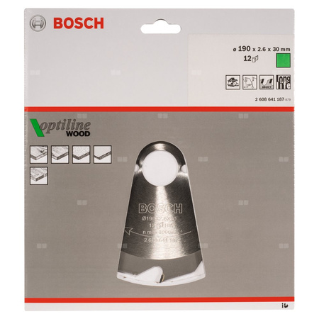 Tarcza pilarska Optiline Wood PIŁA TARCZ.-H OPTI 190X2.6X30Z12