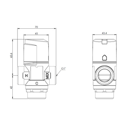 Zawór regulacyjny termostatyczny do wody ciepłej AFRISO ATM 563 mosiądz GZ 1'', DN 20, zakres temp. 35-60'C, Kvs 2.5 m3/h, maksymalna temperatura 90'C, maksymane ciśnienie 10 bar