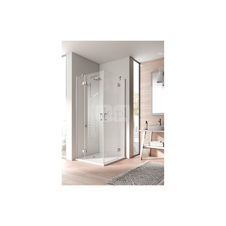 Kermi wej. narożne, cz. prawa Osia ESR 1100x 2000 BV: 1075-1100 srebro wysoki połysk, szkło ESG przezroczyste z Clean