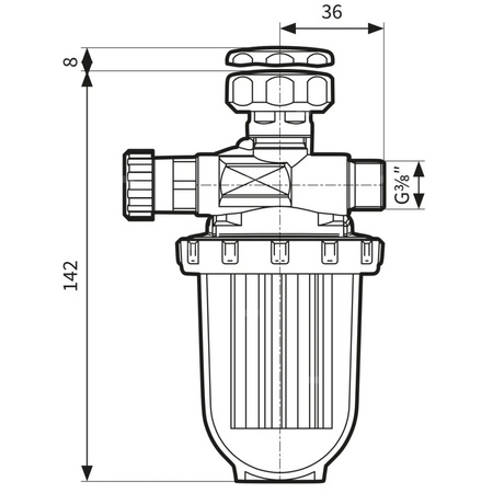 Filtr olejowy AFRISO R500Si jednorurowy z powrotem fi 3/8'' x 3/8'' GW x GZ, z wkładem plastikowym, maks. przepływ 210 l/h