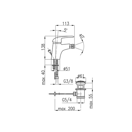 Bateria bidetowa KFA Armatura ALBIT, kolor chrom