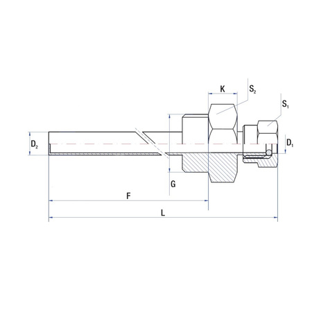 Tuleja zanurzeniowa RUMET z dławicą - toczona Mosiądz 1/2'' 6 mm L=50