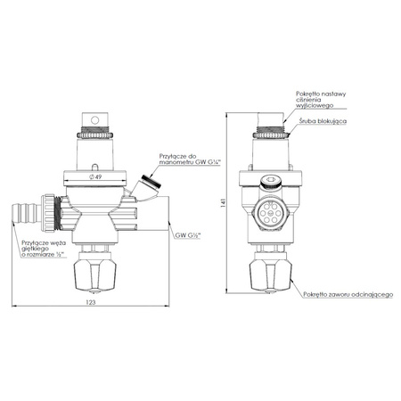 Zawór spustowo-napełniający AFRISO FA 10 bar, max. 90'C GW x przyłącze do węża, 1/2'' x 1/2'' (wyjście manometru GW 1/4'')