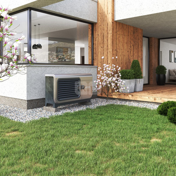 Hybrydowy system grzewczy: pompa ciepła 1F R290 Airmax3  7GT (2-9 kW) + szafa hydrauliczna Onebox z wymiennikiem c.w.u. do pomp ciepła Tower Grand 190 z kompletem elektrycznym 2kW + bufor 100 + centrala Smart Home Sinum