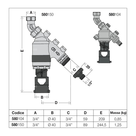 Izolator przepływów zwrotnych ze strefą obniżonego ciśnienia z możliwością nadzoru typ BA, 3/4" GZ x 3/4" GZ