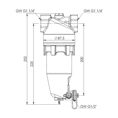 Separator AFRISO ADS 181 HP, do C.O., do klimatyzacji, 3 bar / 90'C, 1 1/4'' (GW), z wkładem magnesowymInstalacje i źródła ciepła