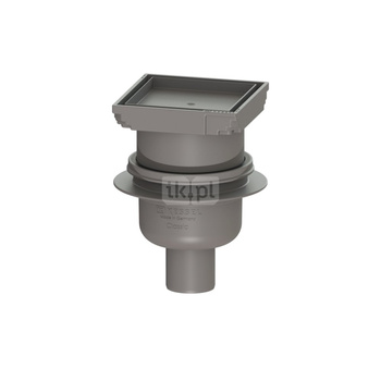 Wpust KESSEL Classic z 1 przyłączem DN 50, odpływ poziomy (zdejmowany), kratka 110x110mm