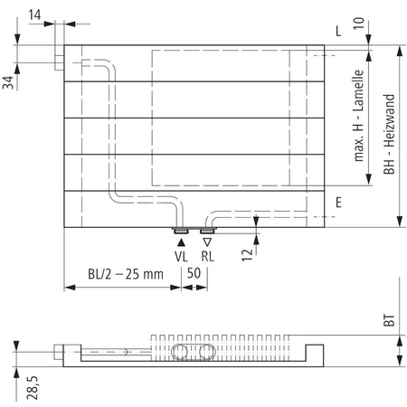 Grzejnik płytowy typ 11 KERMI V-HHV QN500(R), bez osłony wym. 210 x 1200 mm, kolor biały, moc 500 W