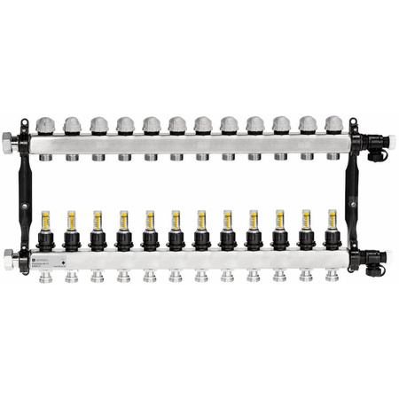 Rozdzielacz do ogrzewania podłogowego AFRISO ProCalida VA 1C 12-obieg. stal nierdzewna GZ 1'' x euroconus 3/4''
