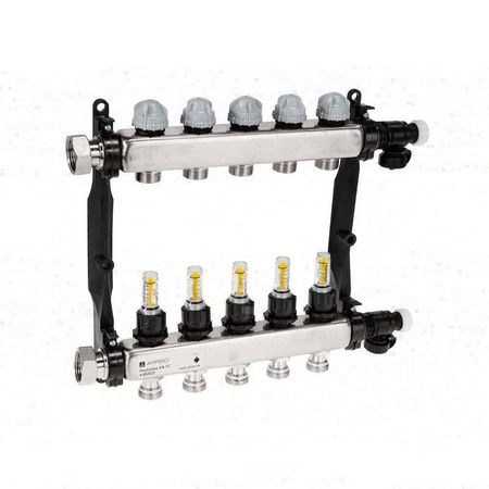 Rozdzielacz do ogrzewania podłogowego AFRISO ProCalida VA 1C 5-obieg. stal nierdzewna GZ 1'' x euroconus 3/4''