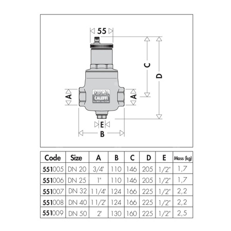 DISCAL - Separator powietrza. Przyłącza z gwintem wewnętrznym z odwodnieniem 1"