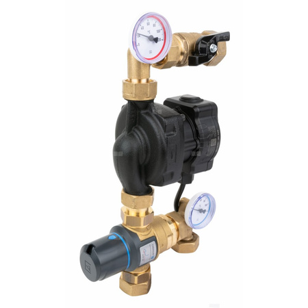 Grupa pompowa AFRISO BTU 502 AP nakrętka x nakrętka 1'' x 1'', z zaworem termostatycznym, z pompą obiegową AFRISO APH 160 15-7/130 mm