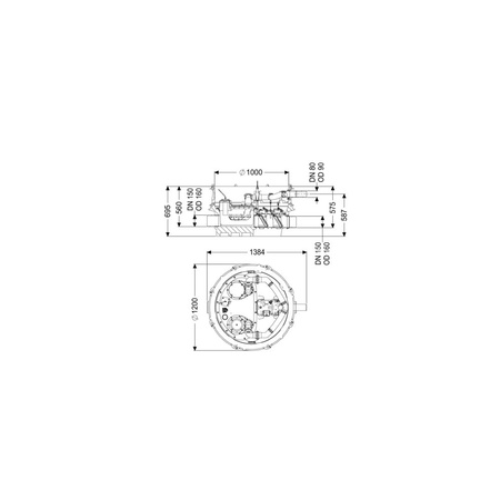 MODUŁ TECHNICZNY MONO ECOLIFT XL POMPA 400V SPF1500-S3 z automatyczną klapą zwrotną do ścieków czarnych do swob. ustawienia lub połączenia ze studz.