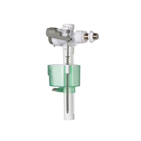 Zawor napełniajacy boczny 3/8'' gwint mosiądz, kompaktowy, ultra cichy z opóźnionym otwarciem, klasa 1, działa przy niskim i wysokim cisnieniu (0,5-12 bar), posiada normy europesjskie : NF, Wras, Din, Kiwa.