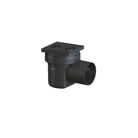 Wpust KESSEL z 1 przyłączem DN 100, odpływ poziomy (zdejmowany), kratka 138x138mm tworzywo sztuczne