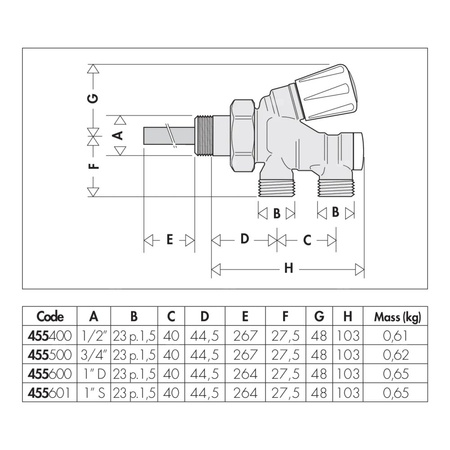 Zawór grzejnikowy przystosowany do montażu głowicy termostatycznej lub siłownika elektrotermicznego 1/2"