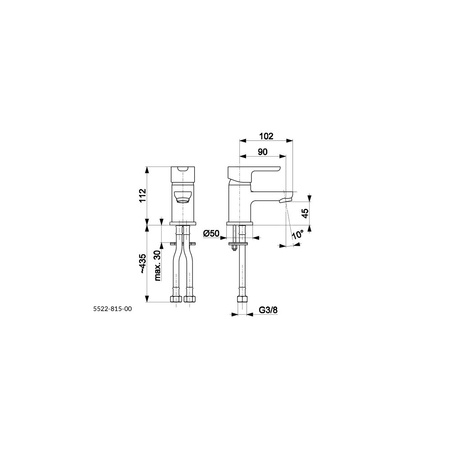 Bateria umywalkowa stojąca KFA Armatura GRANAT, chrom, obrotowa wylewka, montaż blat / otwór na baterię