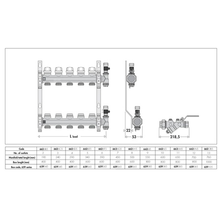 Zespół rozdzielaczy z zaworami odcinającymi i zaworami do regulacji natężenia przepływu O1" X 10 3/4"GZ
