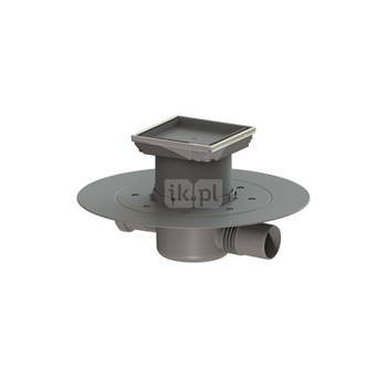 Wpust KESSEL Superflat z 1 przyłączem DN 50, odpływ poziomy (zdejmowany), kratka 110x110mm tworzywo sztuczne
