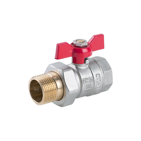 Zawór kulowy PERFEXIM PHA-005 mosiądz niklowany, PN30 3/4'' GZ x GW, uchwyt: motylek