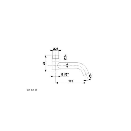 Wylewka do armatury sanitarnej typ J 1/2'' KFA Armatura MOZA długość 128 mm mosiądz chrom