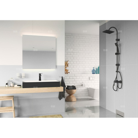 Bateria natryskowa ścienna FERRO ALGEO SQUARE BLACK-CHROME, kolor czarny/chrom