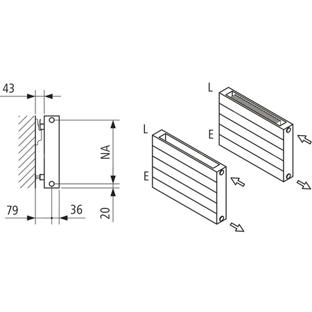 Ściana grzewcza Kermi Heizwand HHN Typ20 BH1190x72x1100 QN1937, weiß, 6bar, o. Abd, AB 12