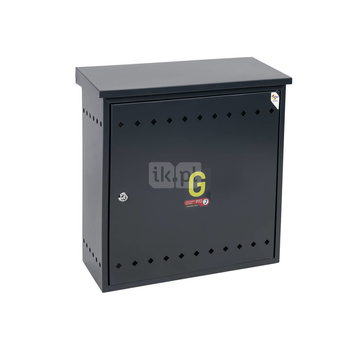 Skrzynka gazowa, 450x450x250, naścienna, metalowa, ze skośnym daszkiem - antracytowa