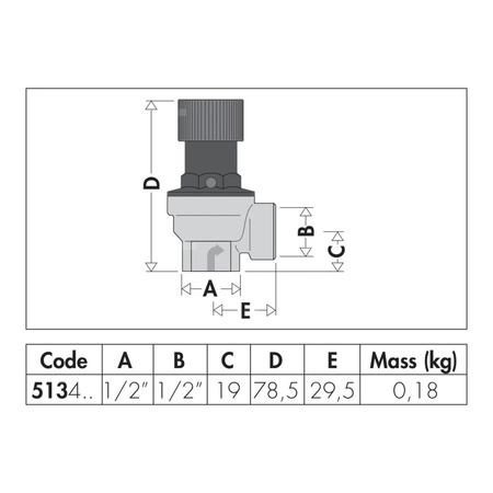 Zawór przelewowy CALEFFI 513 mosiądz 3,5 bar GW 1/2''
