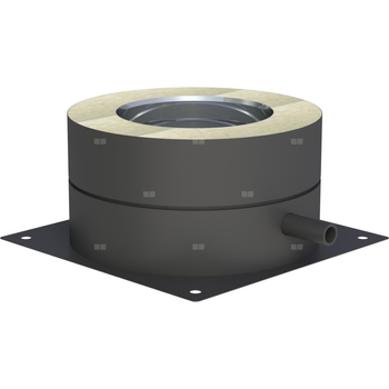 Płyta fundamentowa fi 130mm z odpływem skroplin w bok lakierowana na czarno w bok lakierowana na czarno