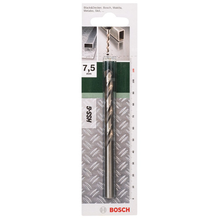 Wiertła do metalu HSS-G, DIN 338 D = 7,5 mm, L = 109 mm