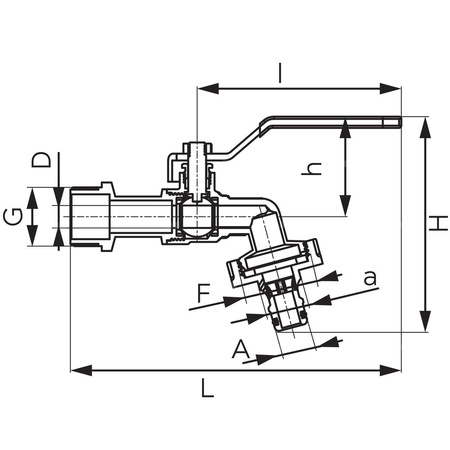 Zawór kulowy FERRO F-COMFORT czerpalny 1/2'' x 3/4'' GZ x szybkozłącze, uchwyt: dźwignia