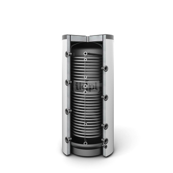 Zbiornik buforowy stojący GALMET SG(B) pojemność 400 l z wężownicą x2, izolacja: pianka poliuretanowa, kolor: skay biały