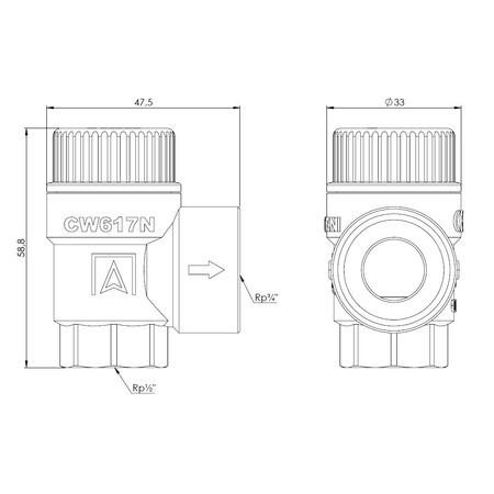 Zawór bezpieczeństwa AFRISO MSW sprężynowy mosiądz 6 bar GW x GW 1/2'' x 3/4''