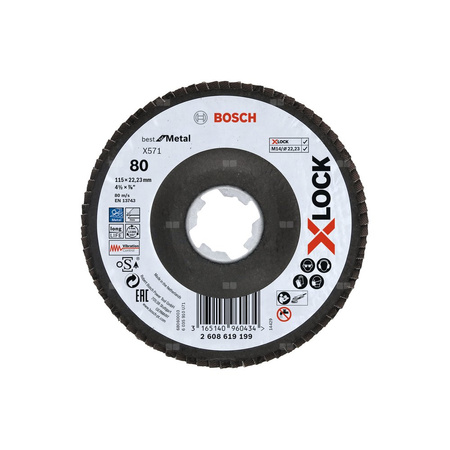 Tarcze listkowe z systemem X-LOCK, wersja kątowa, płyta z włókniny 115 mm, G 80, X571, Best for Metal, 1 szt. D= 115 mm, G= 80,