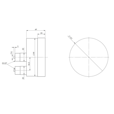 Ciśnieniomierz różnicowy AFRISO KP Dif D411 0/25 mbar mosiądz G1/2B aksjalne fi 100, kl. 1.6%