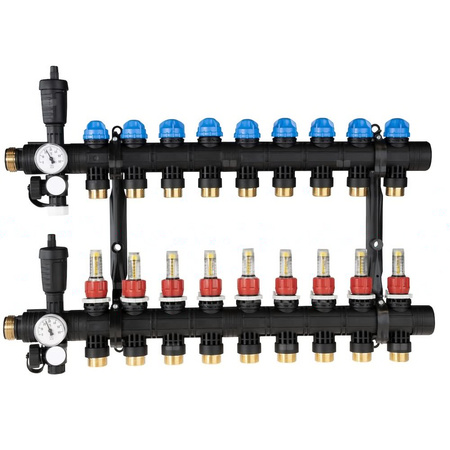 Rozdzielacz do ogrzewania podłogowego AFRISO ProCalida EF1 9-obieg. poliamid GZ 1'' x euroconus 3/4''