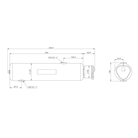 Dogrzewacz przepływowy BEH 462 z grzałką o mocy 2,0 kW, 230 V AC, 2x GW G1 1/4'', 1x GW G1/2''