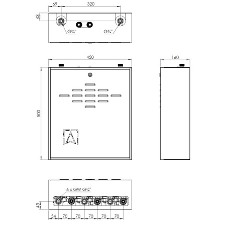 Grupa pompowa AFRISO PrimoBox AZB 355 GZ x GW 3/4'' x 3/4'', z izolacją, z siłownikiem arm 141
