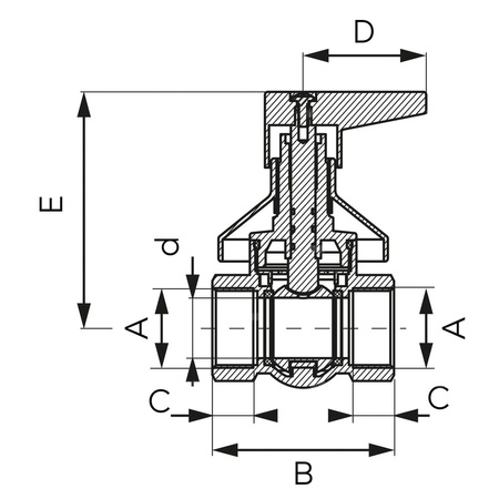 Zawór kulowy FERRO F-POWER 1/2'' GW, uchwyt: dźwignia