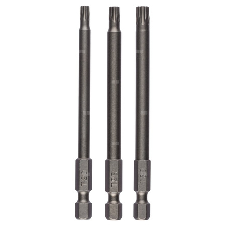 Zestaw 3 końcówek wkrętakowych (T) T20, T25, T30, 89 mm
