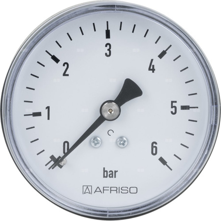 Manometr z rurką Bourdona AFRISO RF grzewczy 0/6 bar G1/4B aksjalne fi 63 mm, kl. 2.5%