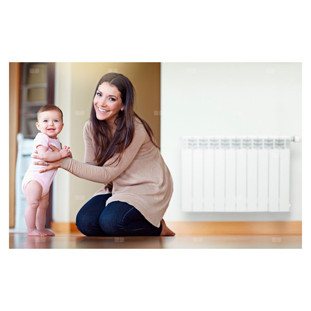 Grzejnik żeberkowy KFA Armatura G500F aluminium, podłączenie boczne 572 x 805 mm, kolor biały (RAL 9016)