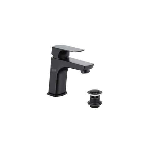 Bateria umywalkowa stojąca KFA Armatura MOKAIT click clack, czarny, montaż blat / otwór na baterię